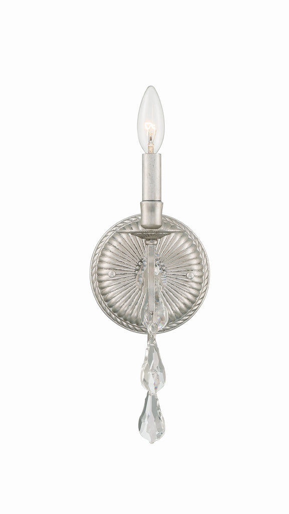 ##Antique Hardware## Ashton 1 Light Hand Cut Crystal Olde Silver Sconce