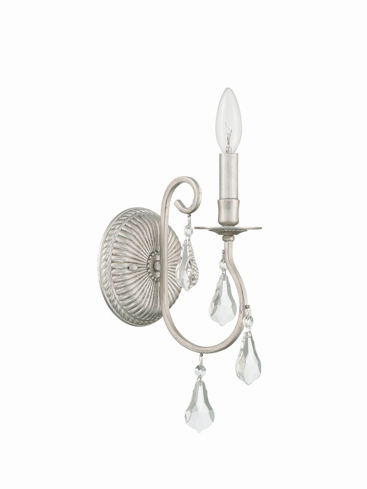 ##Antique Hardware## Ashton 1 Light Hand Cut Crystal Olde Silver Sconce