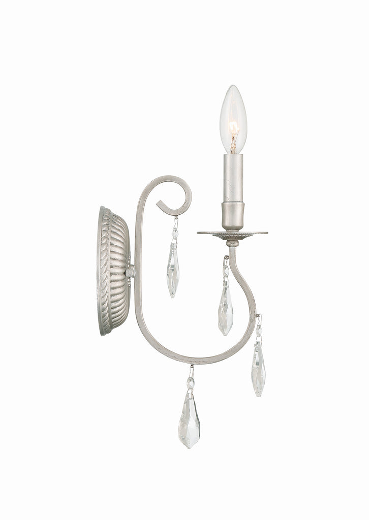 ##Antique Hardware## Ashton 1 Light Hand Cut Crystal Olde Silver Sconce
