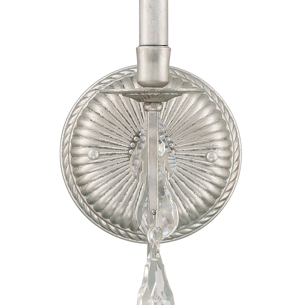 ##Antique Hardware## Ashton 1 Light Hand Cut Crystal Olde Silver Sconce