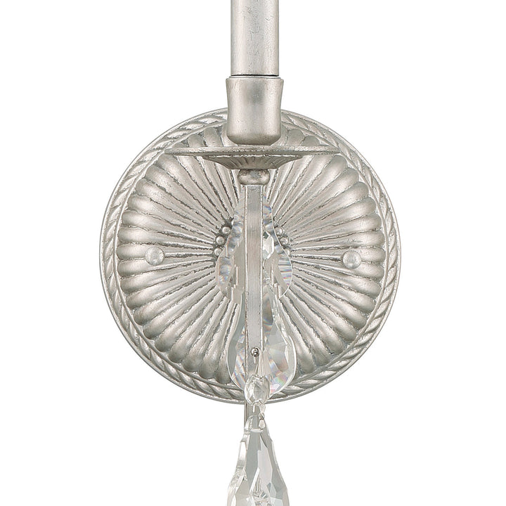 ##Antique Hardware## Ashton 1 Light Hand Cut Crystal Olde Silver Sconce