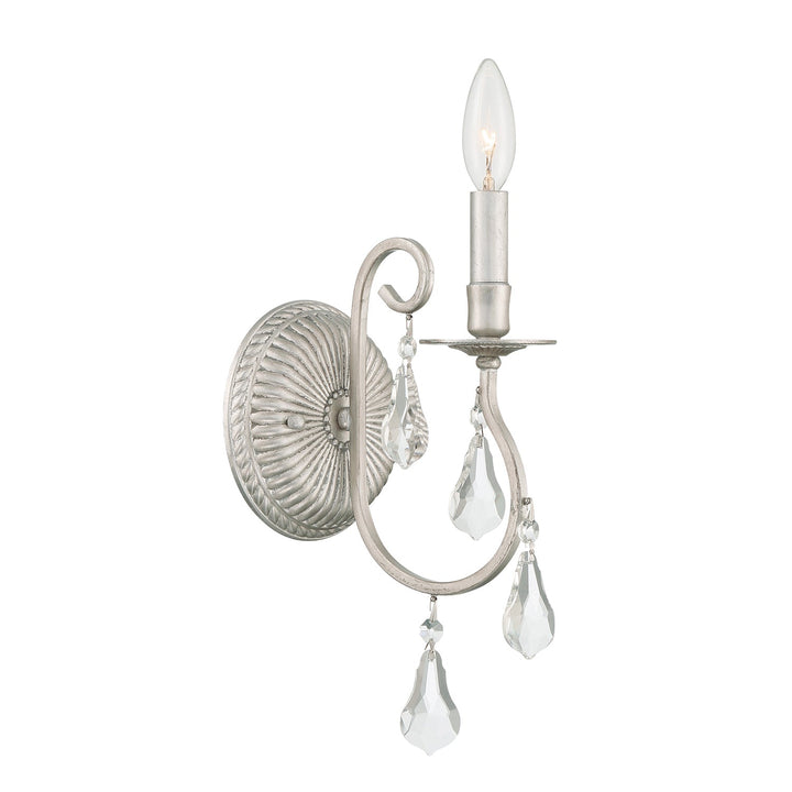 ##Antique Hardware## Ashton 1 Light Swarovski Strass Crystal Olde Silver Sconce