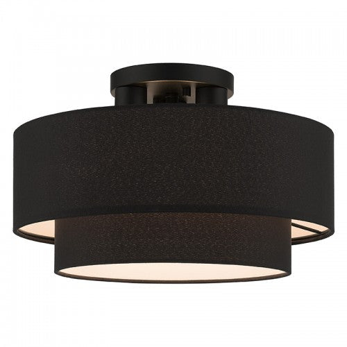 ##Antique Hardware## 3 Light Black Large Semi-Flush