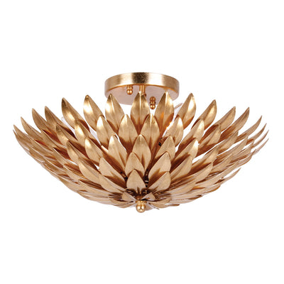 ##Antique Hardware## Broche 4 Light Antique Gold Semi Flush Mount