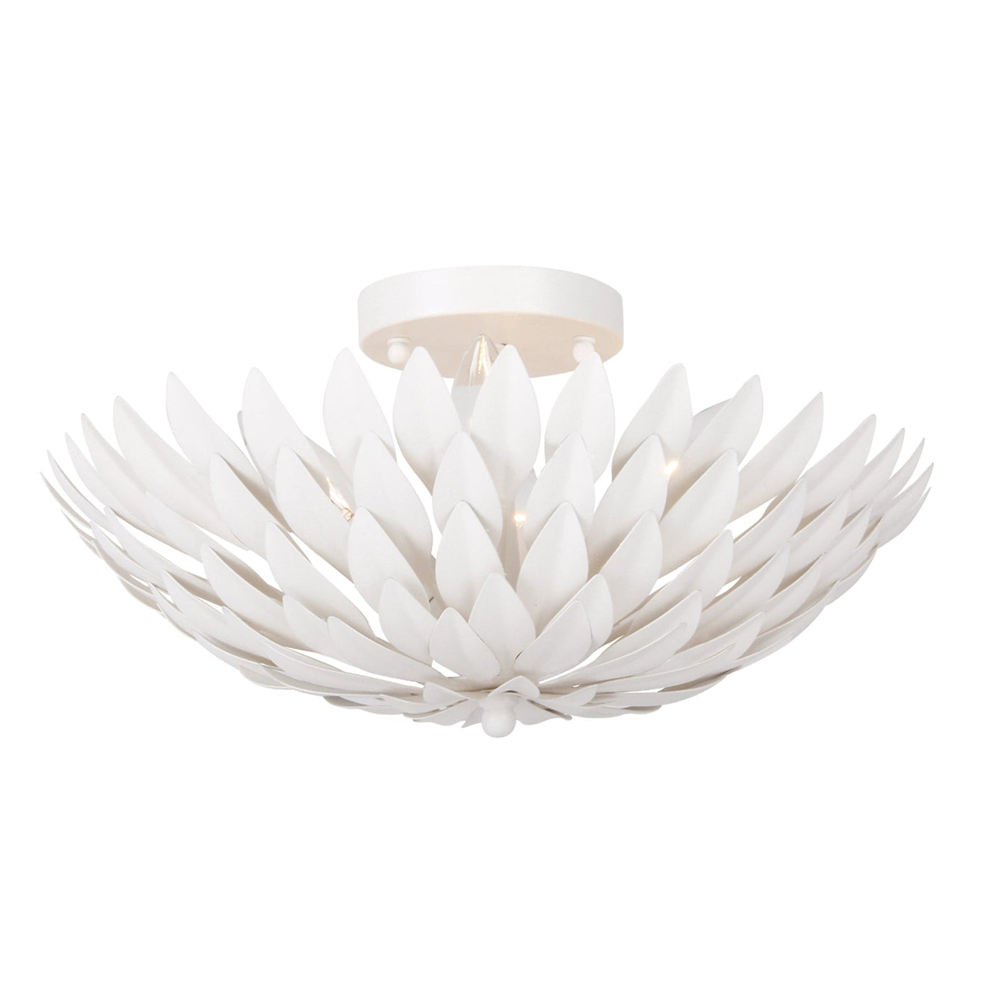 ##Antique Hardware## Broche 4 Light Matte White Semi Flush Mount
