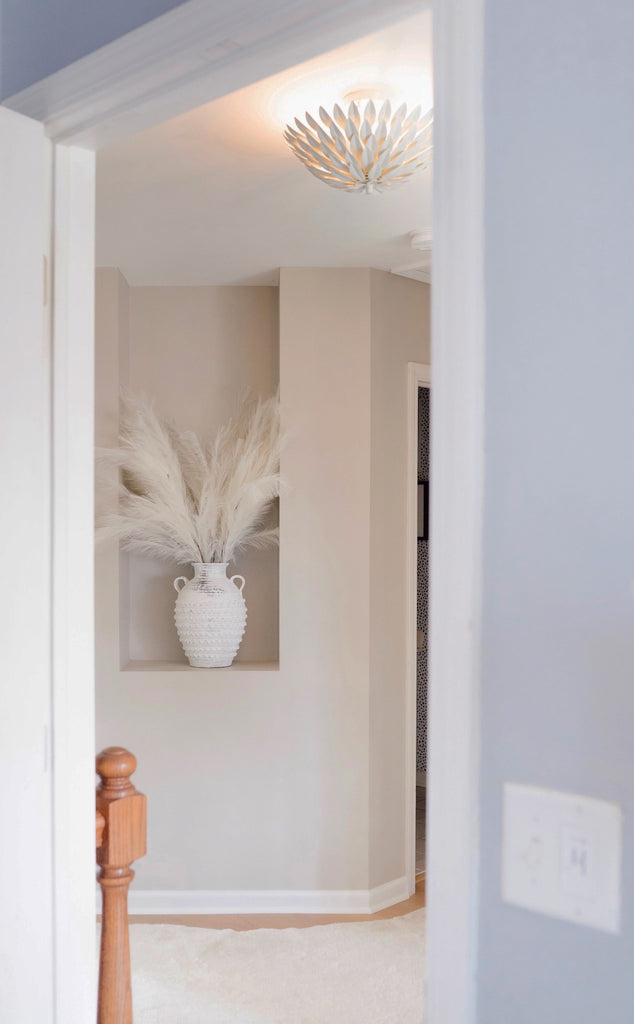 ##Antique Hardware## Broche 4 Light Matte White Semi Flush Mount