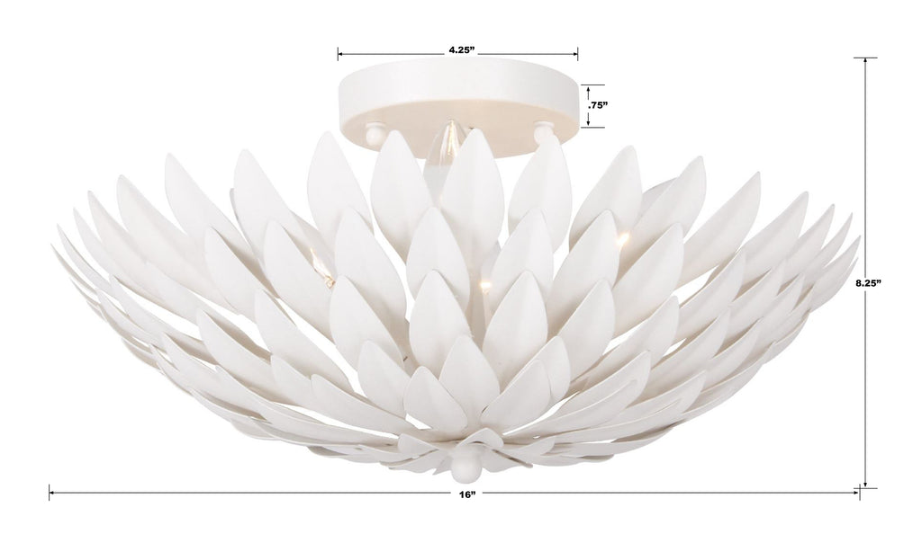 ##Antique Hardware## Broche 4 Light Matte White Semi Flush Mount
