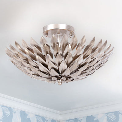 ##Antique Hardware## Broche 4 Light Antique Silver Semi Flush Mount