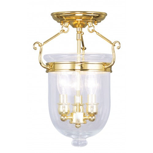 ##Antique Hardware## 3 Light Polished Brass Ceiling Mount