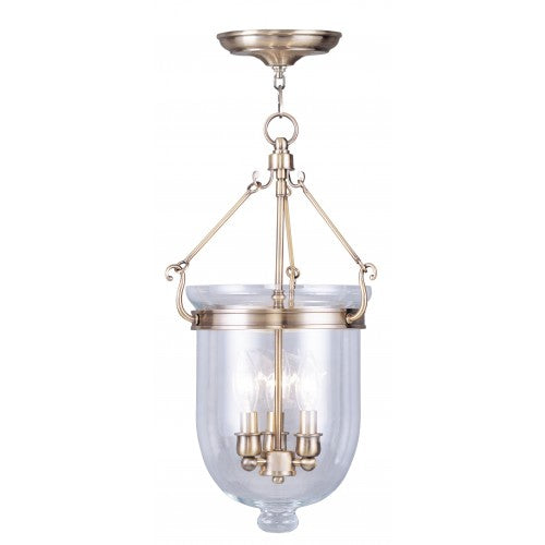 ##Antique Hardware## 3 Light Antique Brass Chain Lantern