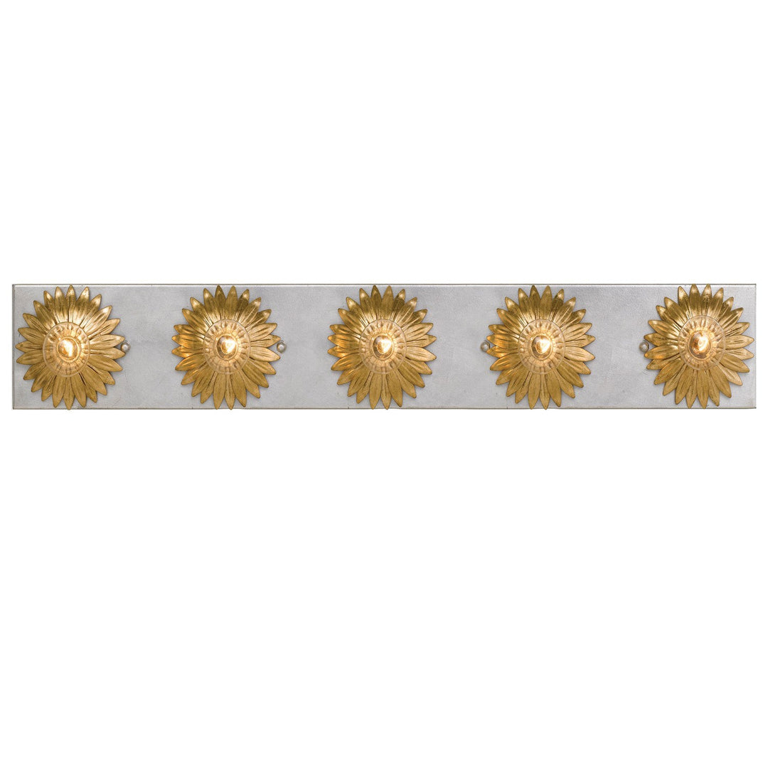 ##Antique Hardware## Broche 5 Light Antique Gold + Antique Silver Bathroom Vanity