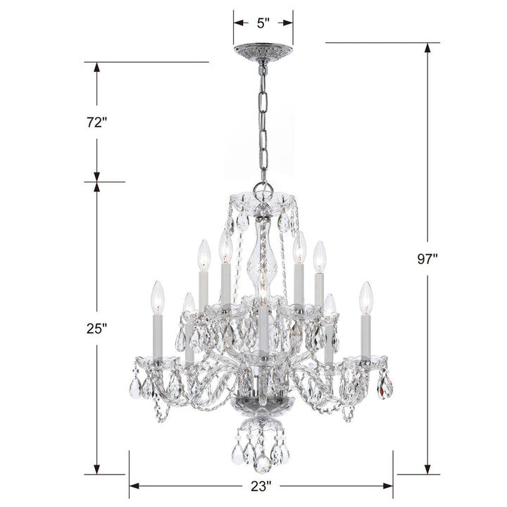 ##Antique Hardware## Traditional Crystal 10 Light Swarovski Strass Crystal Polished Chrome Chandelier