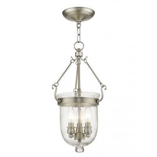##Antique Hardware## 3 Light Brushed Nickel Chain Lantern