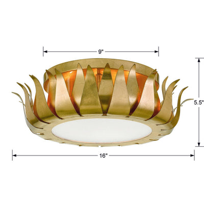 ##Antique Hardware## Broche 3 Light Antique Gold Flush Mount