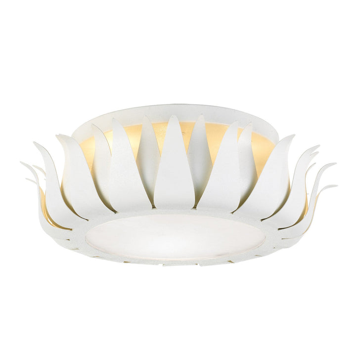 ##Antique Hardware## Broche 3 Light Matte White Flush Mount
