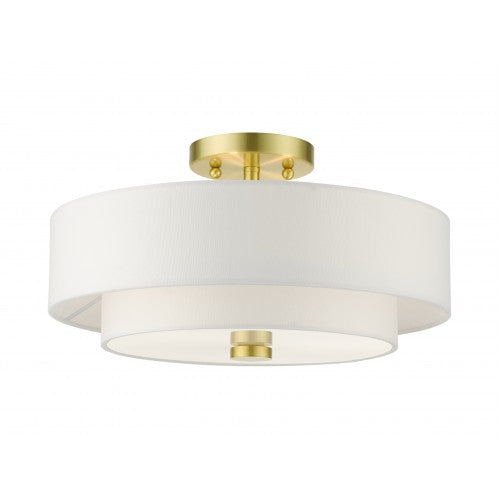 ##Antique Hardware## 3 Light Satin Brass Semi Flush