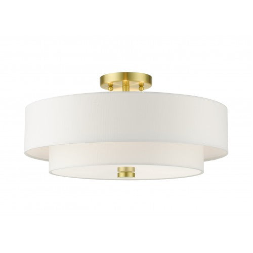 ##Antique Hardware## 4 Light Satin Brass Semi Flush