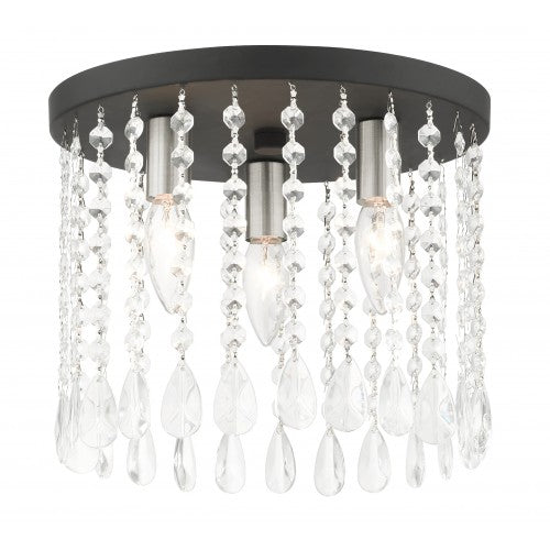 Antique Hardware 3 Light Black Flush Mount Flush Mount