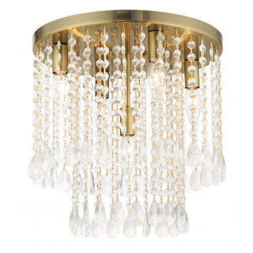 ##Antique Hardware## 5 Light Antique Brass Flush Mount