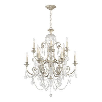##Antique Hardware## Regis 12 Light Spectra Crystal Olde Silver Chandelier