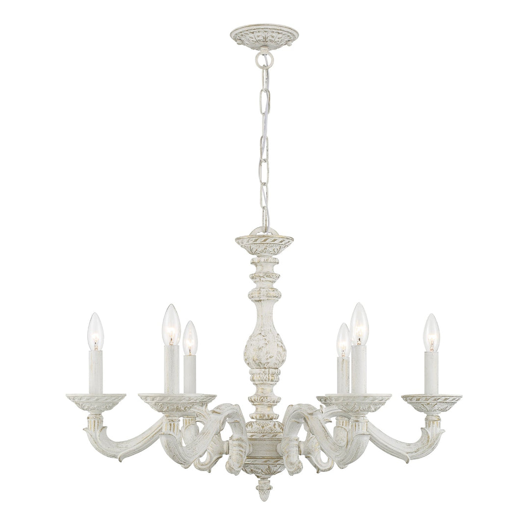 ##Antique Hardware## Paris Market 6 Light Antique White Chandelier