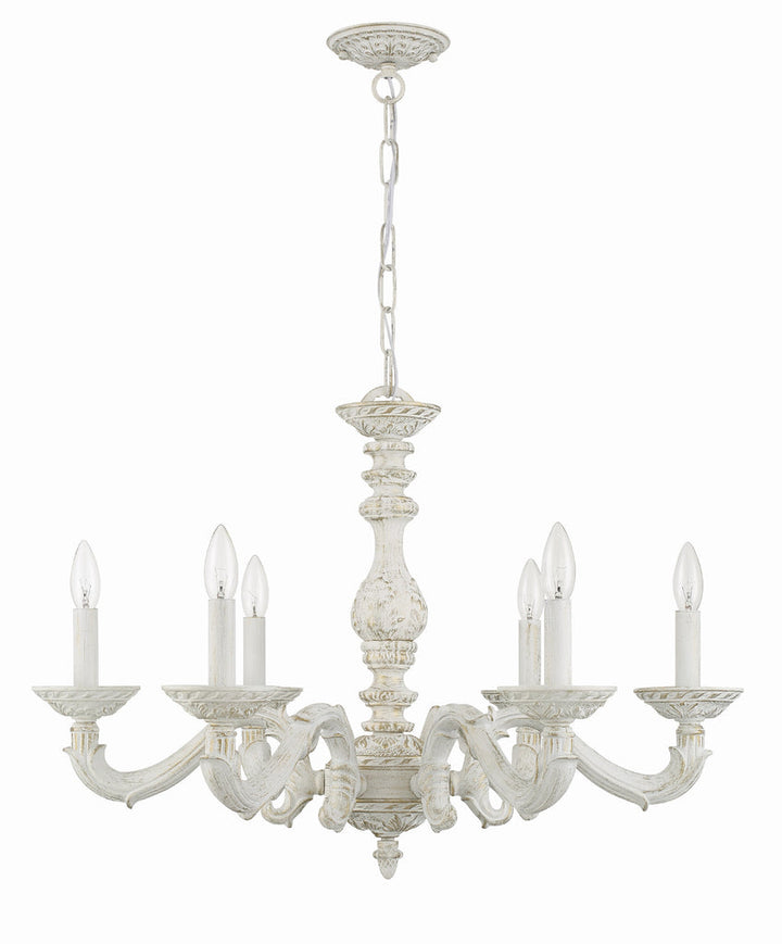 ##Antique Hardware## Paris Market 6 Light Antique White Chandelier