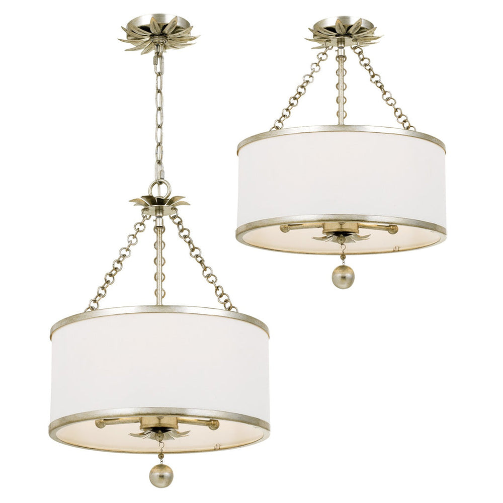 ##Antique Hardware## Broche 3 Light Antique Silver Semi Flush Mount