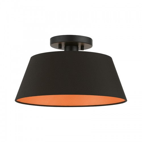 ##Antique Hardware## 1 Light Black Semi-Flush Mount