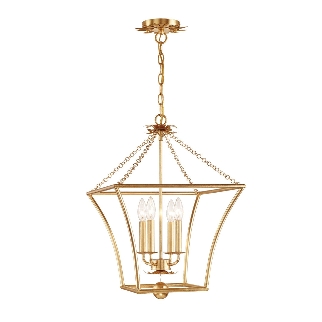 ##Antique Hardware## Broche 4 Light Antique Gold Mini Chandelier