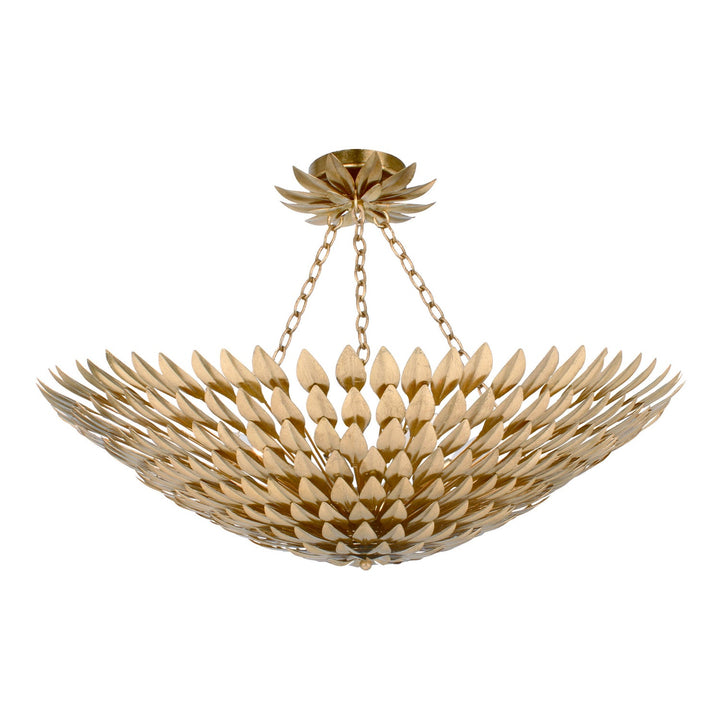 ##Antique Hardware## Broche 8 Light Antique Gold Semi Flush Mount