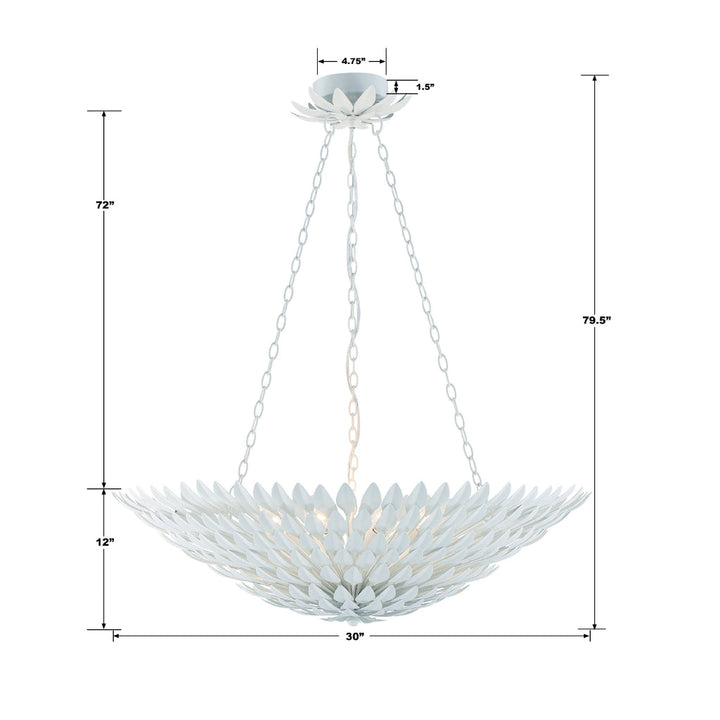 ##Antique Hardware## Broche 8 Light Matte White Chandelier