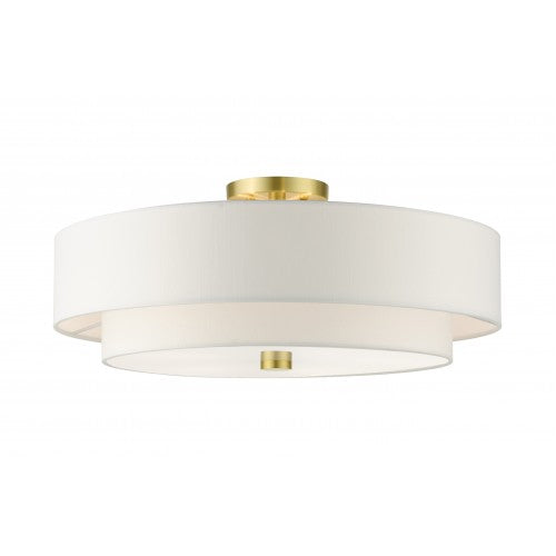 ##Antique Hardware## 5 Light Satin Brass Semi Flush