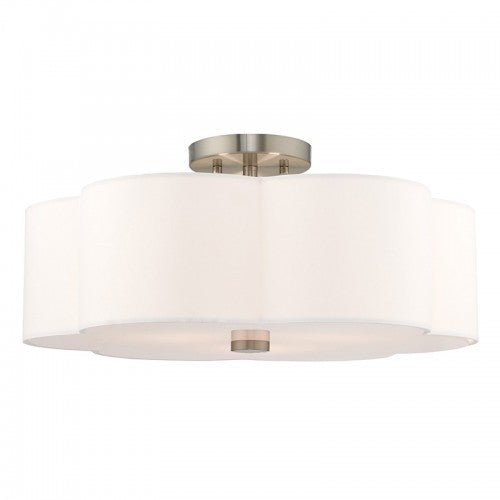 ##Antique Hardware## 3 Light Brushed Nickel Ceiling Mount