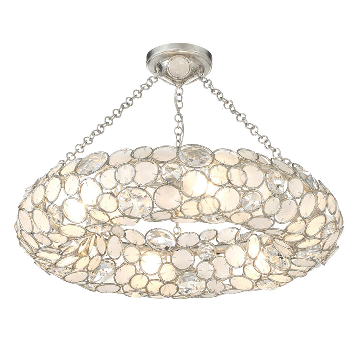 ##Antique Hardware## Palla 6 Light Antique Silver Semi Flush Mount