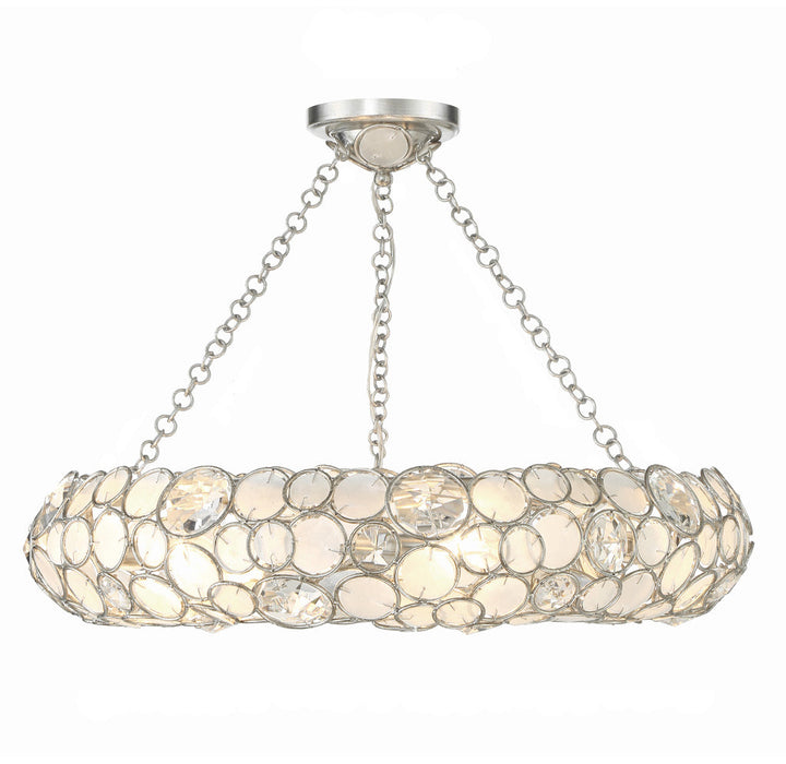 ##Antique Hardware## Palla 6 Light Antique Silver Semi Flush Mount