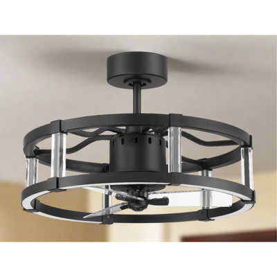 Antique Hardware 18" Alexis in Flat Black w/ Clear Acrylic Blades Ceiling Fan