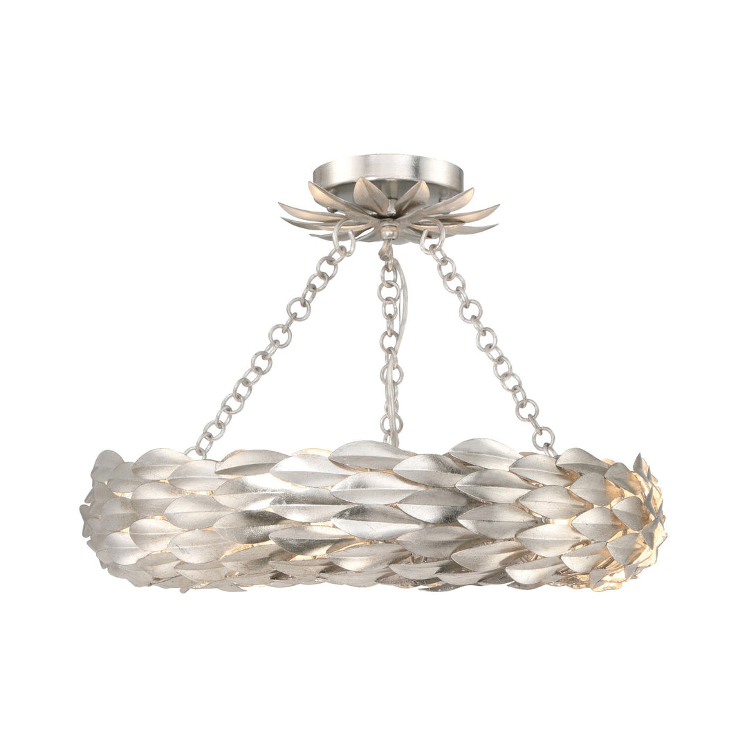 ##Antique Hardware## Broche 6 Light Antique Silver Semi Flush Mount