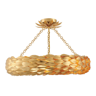 ##Antique Hardware## Broche 6 Light Antique Gold Semi Flush Mount