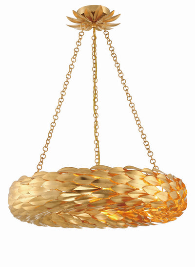 ##Antique Hardware## Broche 6 Light Antique Gold Semi Flush Mount