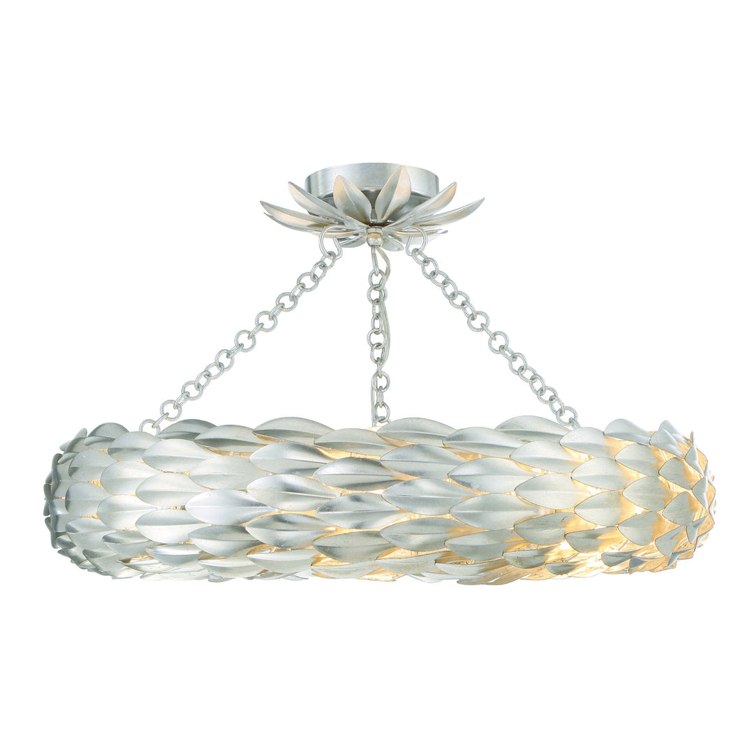 ##Antique Hardware## Broche 6 Light Antique Silver Semi Flush Mount