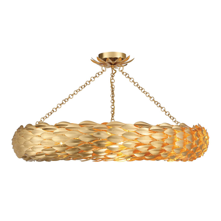 ##Antique Hardware## Broche 8 Light Antique Gold Semi Flush Mount