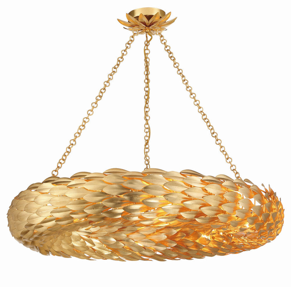 ##Antique Hardware## Broche 8 Light Antique Gold Semi Flush Mount