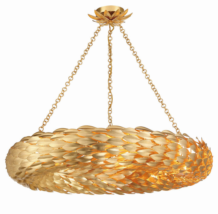 ##Antique Hardware## Broche 8 Light Antique Gold Semi Flush Mount