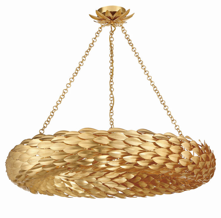 ##Antique Hardware## Broche 8 Light Antique Gold Semi Flush Mount