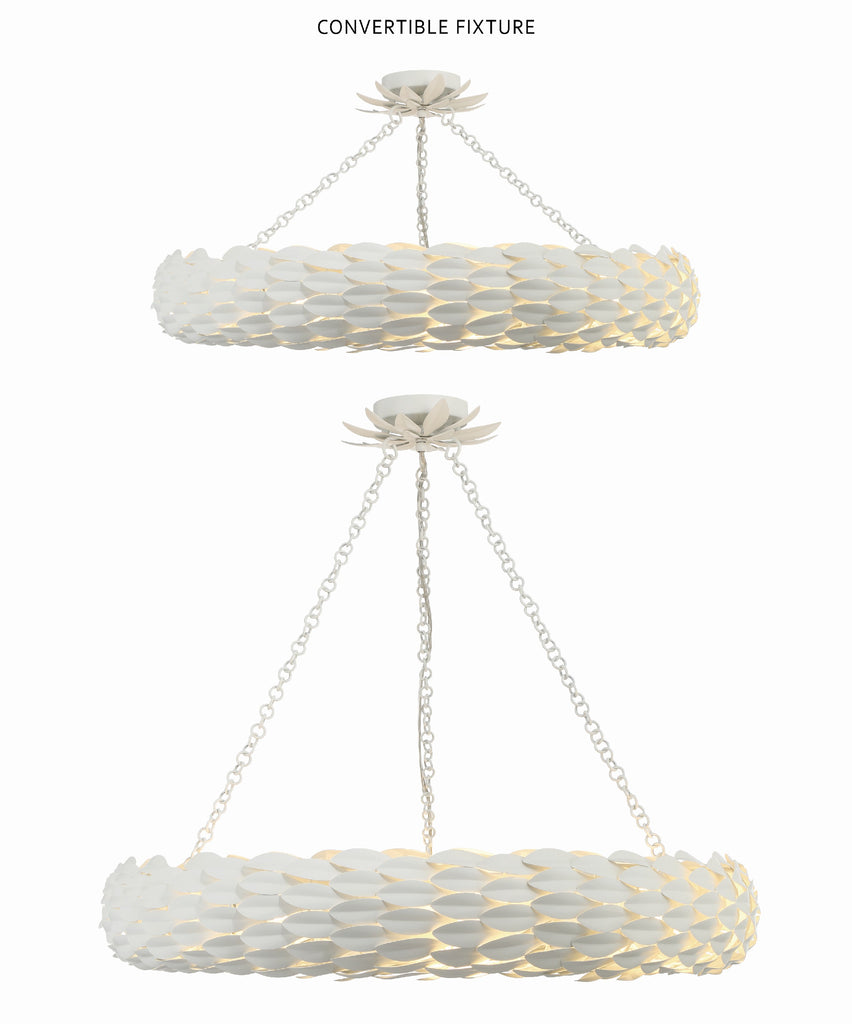 ##Antique Hardware## Broche 8 Light Matte White Semi Flush Mount