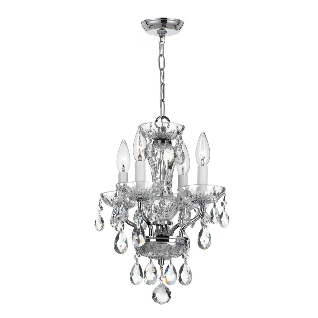 ##Antique Hardware## Traditional Crystal 4 Light Spectra Crystal Polished Chrome Mini Chandelier