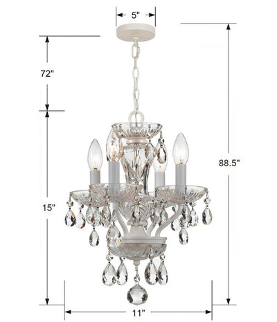 ##Antique Hardware## Traditional Crystal 4 Light Spectra Crystal Wet White Mini Chandelier