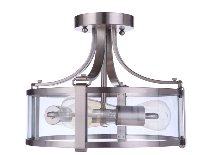 Antique Hardware Elliot 3 Light Semi Flush in Brushed Polished Nickel Semi Flush