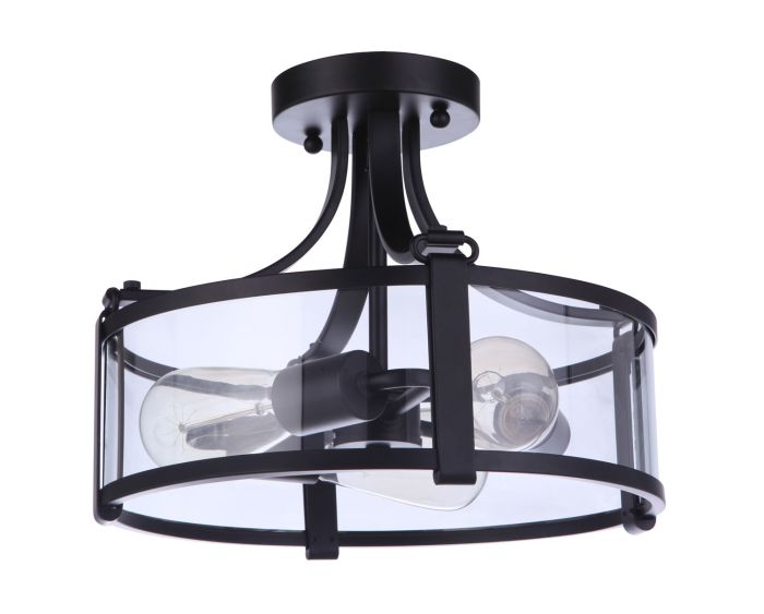 Antique Hardware Elliot 3 Light Semi Flush in Flat Black Semi Flush