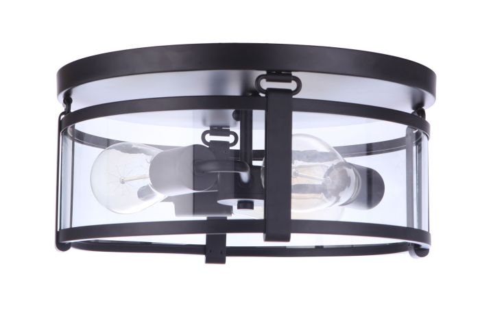 Antique Hardware Elliot 3 Light Flushmount in Flat Black Flush Mount
